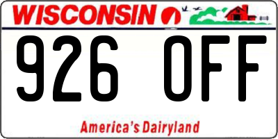 WI license plate 926OFF