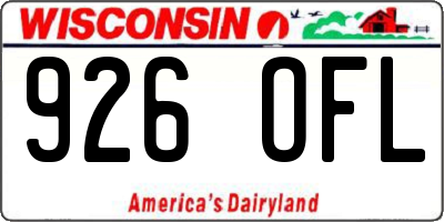 WI license plate 926OFL
