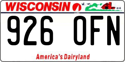 WI license plate 926OFN