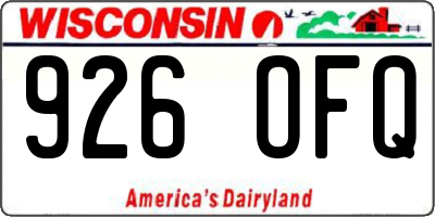 WI license plate 926OFQ