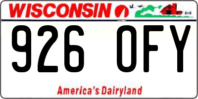 WI license plate 926OFY