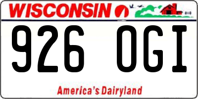 WI license plate 926OGI