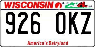 WI license plate 926OKZ