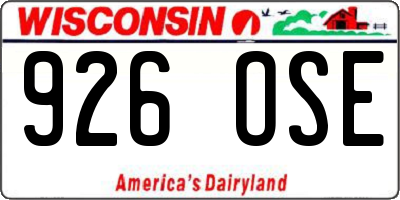 WI license plate 926OSE