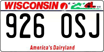 WI license plate 926OSJ