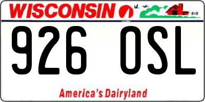 WI license plate 926OSL