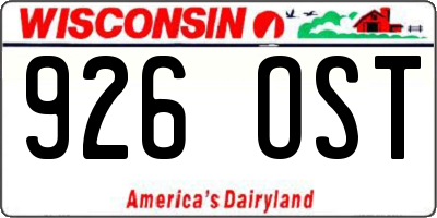 WI license plate 926OST