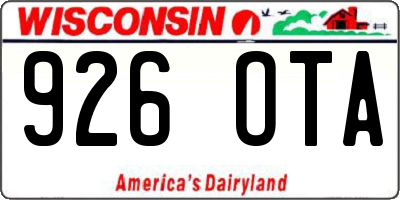 WI license plate 926OTA