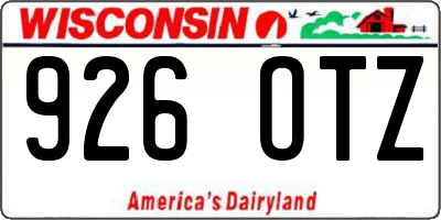 WI license plate 926OTZ