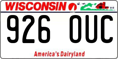 WI license plate 926OUC