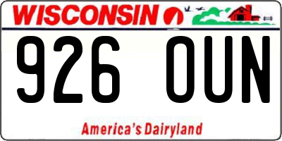 WI license plate 926OUN