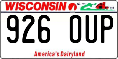 WI license plate 926OUP