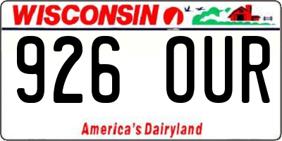 WI license plate 926OUR