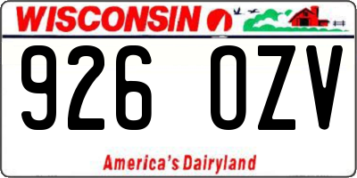 WI license plate 926OZV