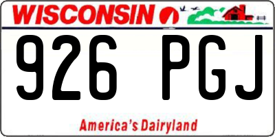 WI license plate 926PGJ