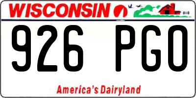 WI license plate 926PGO