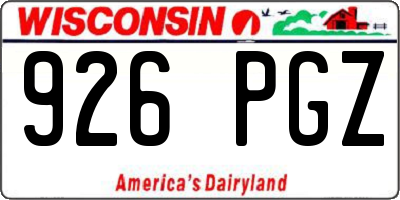 WI license plate 926PGZ