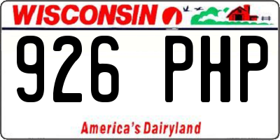 WI license plate 926PHP