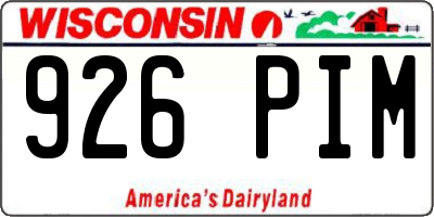 WI license plate 926PIM