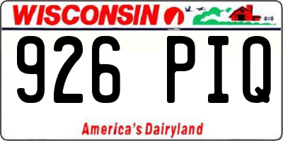 WI license plate 926PIQ