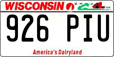 WI license plate 926PIU