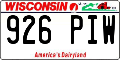 WI license plate 926PIW