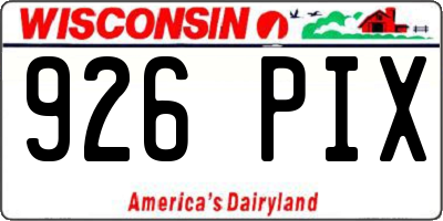 WI license plate 926PIX