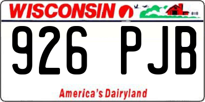 WI license plate 926PJB