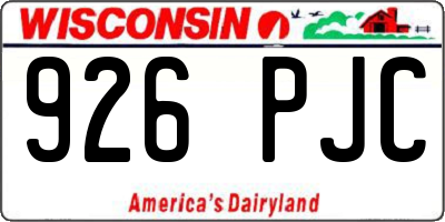 WI license plate 926PJC