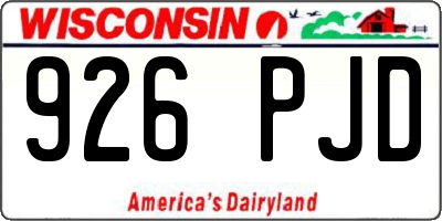 WI license plate 926PJD