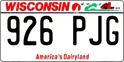 WI license plate 926PJG