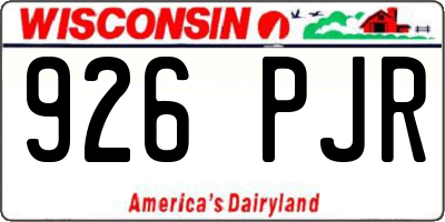 WI license plate 926PJR