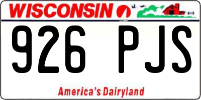 WI license plate 926PJS