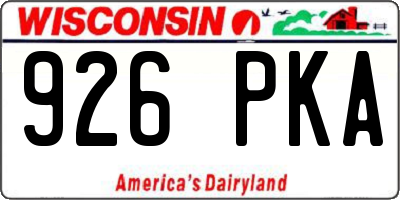 WI license plate 926PKA
