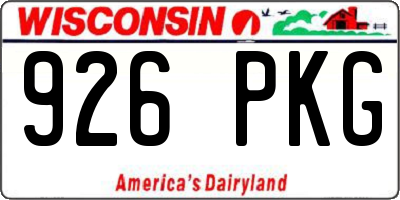WI license plate 926PKG