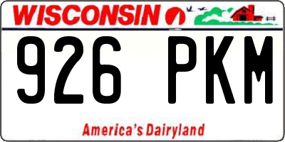 WI license plate 926PKM