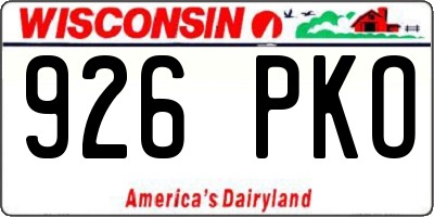 WI license plate 926PKO