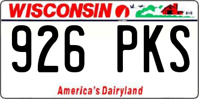 WI license plate 926PKS