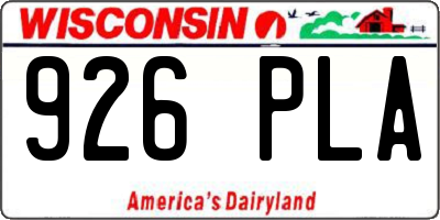 WI license plate 926PLA