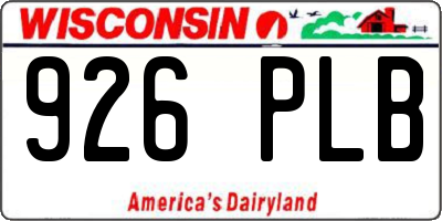 WI license plate 926PLB