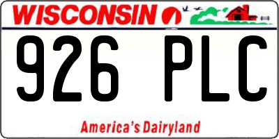 WI license plate 926PLC