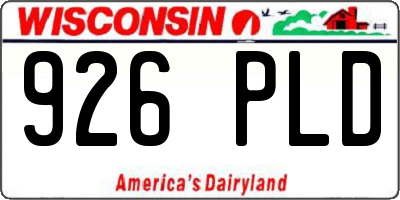 WI license plate 926PLD