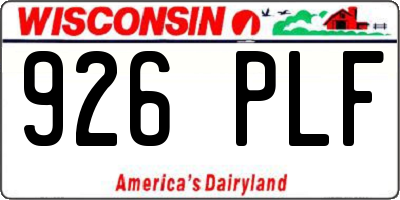 WI license plate 926PLF