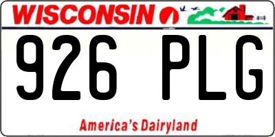 WI license plate 926PLG
