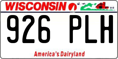 WI license plate 926PLH