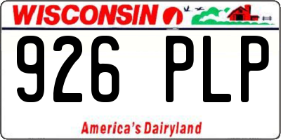 WI license plate 926PLP