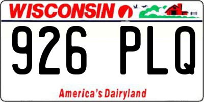 WI license plate 926PLQ