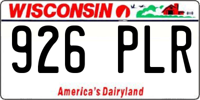 WI license plate 926PLR