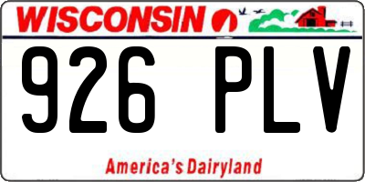 WI license plate 926PLV