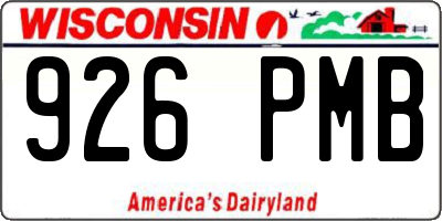 WI license plate 926PMB